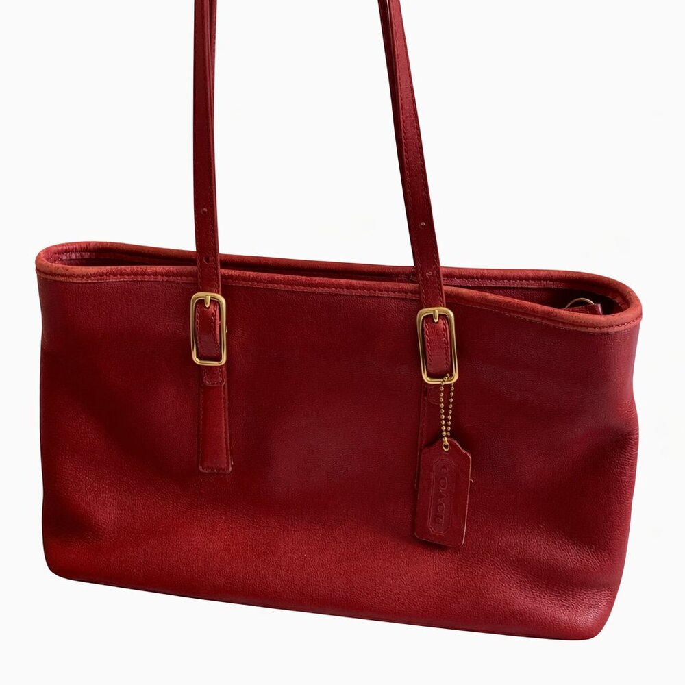 Coach Hamptons Tote 9813 Red Glove-Tanned Leather | Brass Hardware | Vintage USA